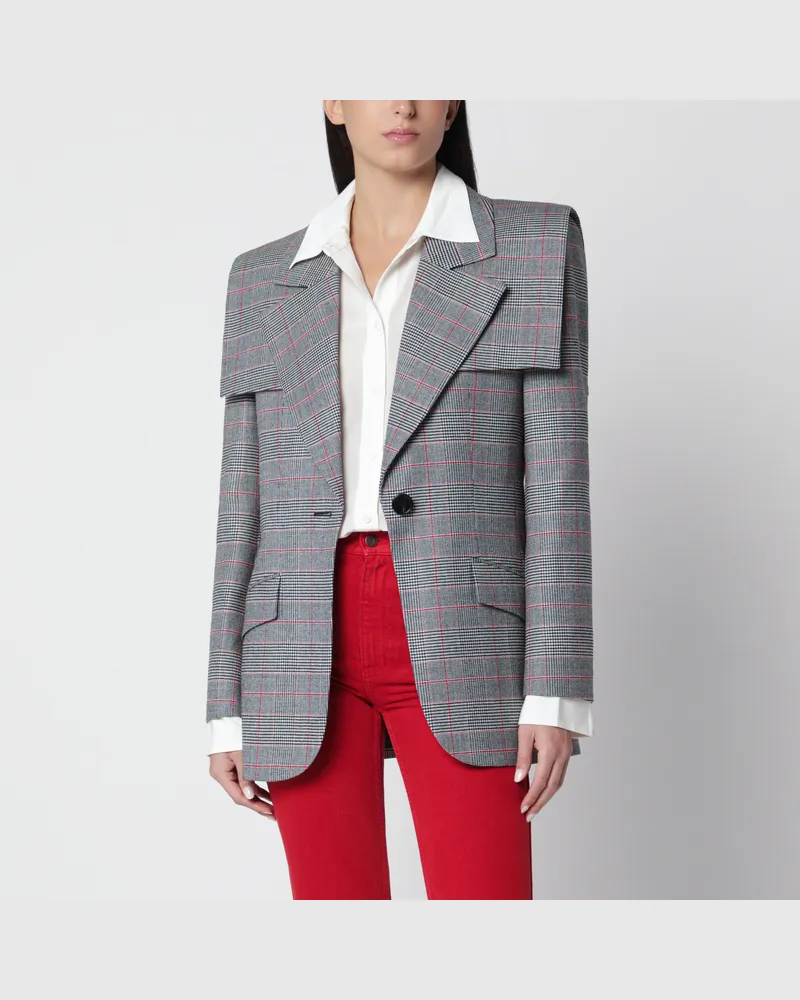 Chloé Tailored black/red Prince of Wales wool jacket Black