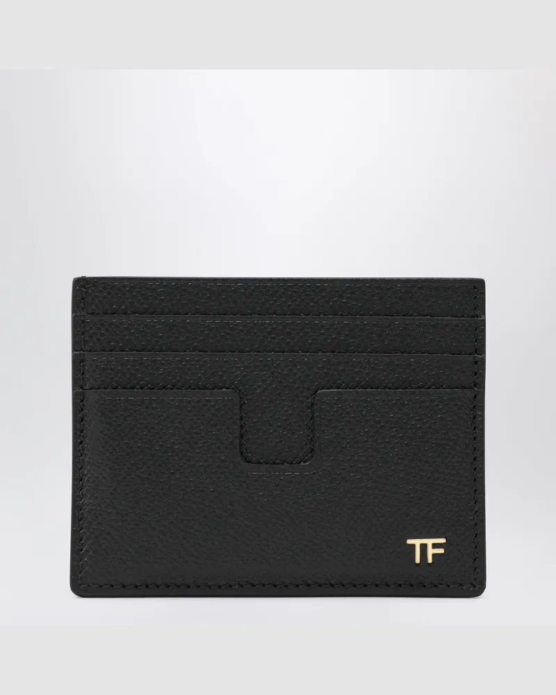 Tom Ford Kartenetui aus genarbtem Kalbsleder in Schwarz Black