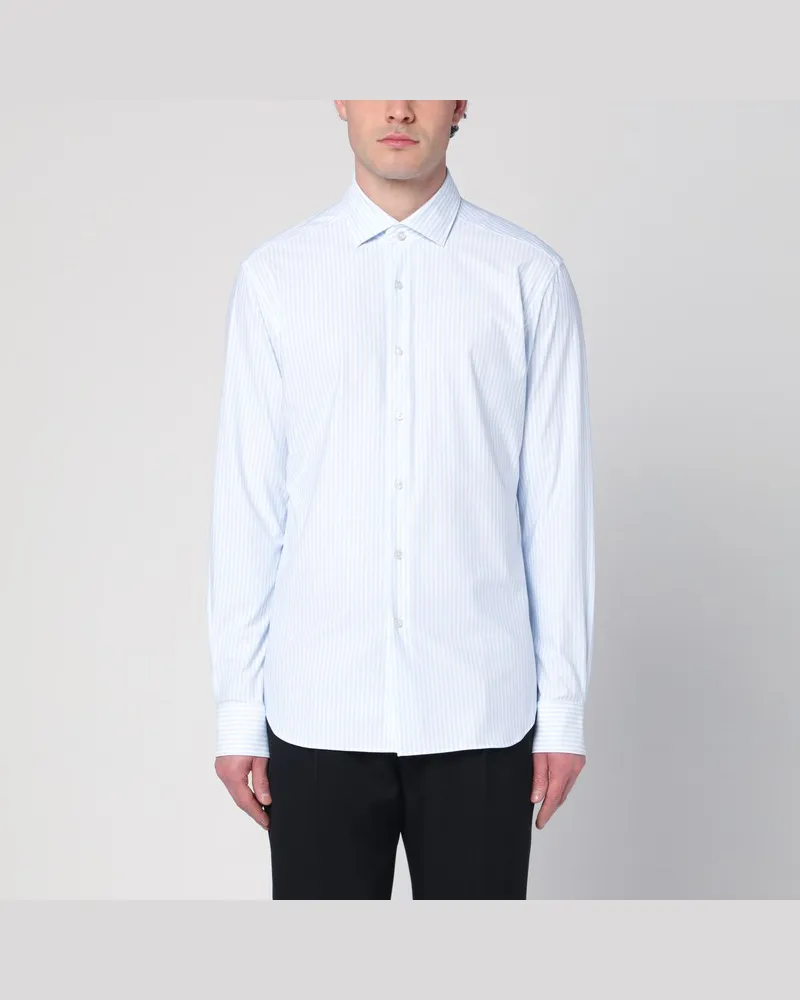 XACUS Weiß/blau gestreiftes Shirt Hellblau