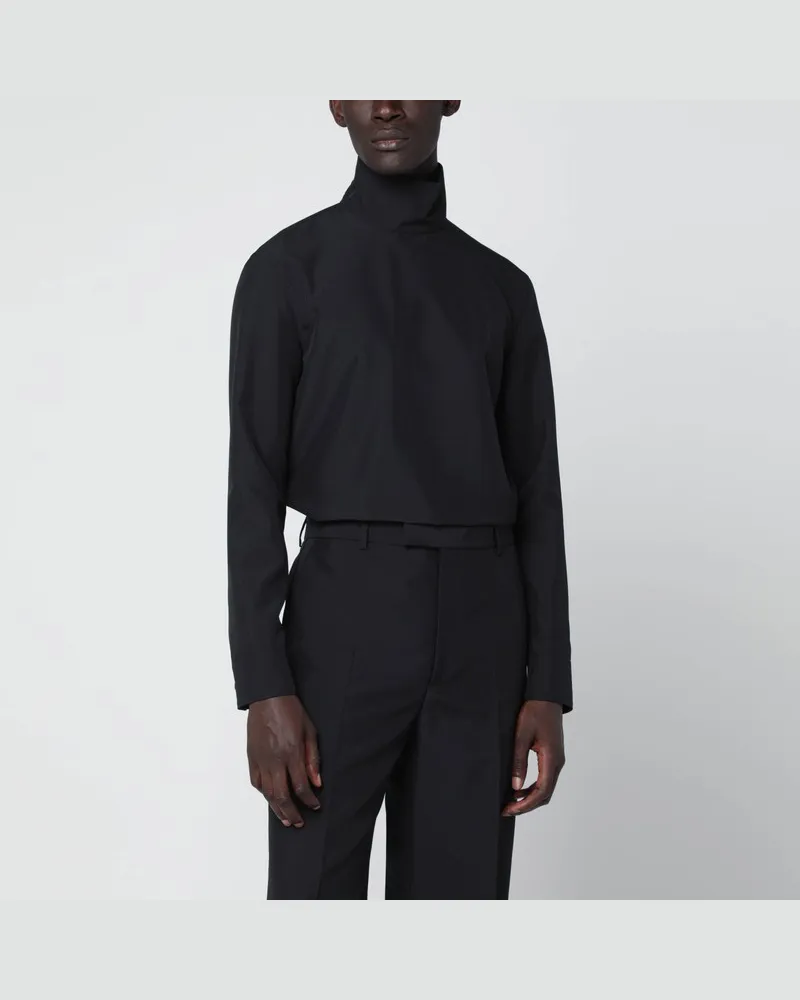 Gucci Schwarzes Rollkragenhemd aus technischem Panama-Gewebe Schwarz