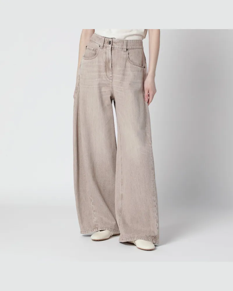 Brunello Cucinelli Weite Jeans in Wüstenfarbe Beige