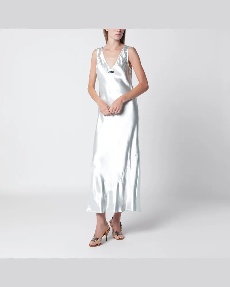 Miu Miu Kleid aus glänzender Viskose in Chlorophyllgrün Light