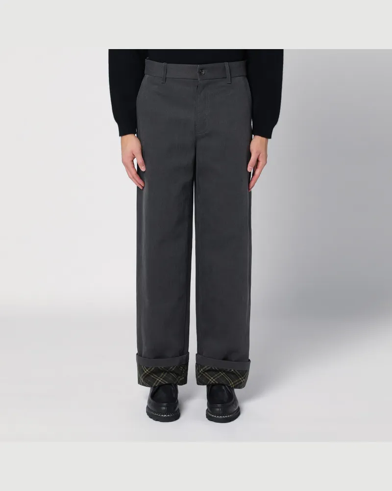 Burberry Schwarze Hose mit Umschlag mit Karomuster 