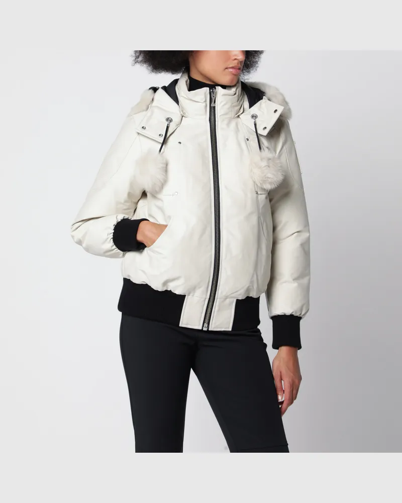 Moose Knuckles Alabasterfarbene Original Debbie Bomberjacke aus Baumwolle und Nylon White
