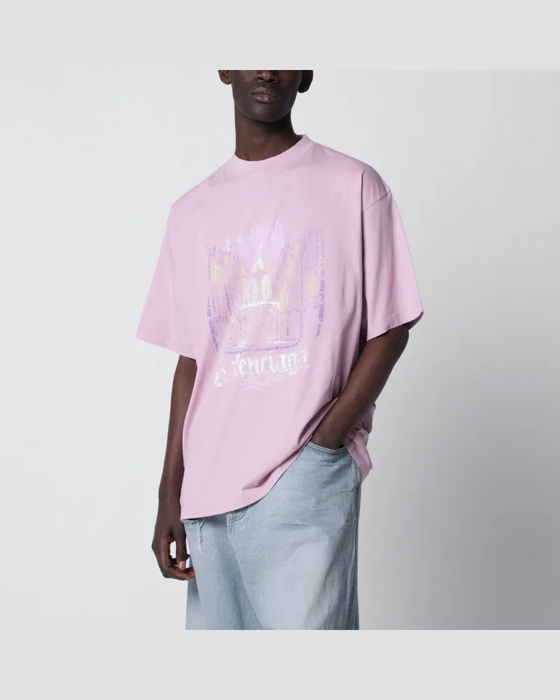 Balenciaga Hellrosa Baumwoll-T-Shirt Pink
