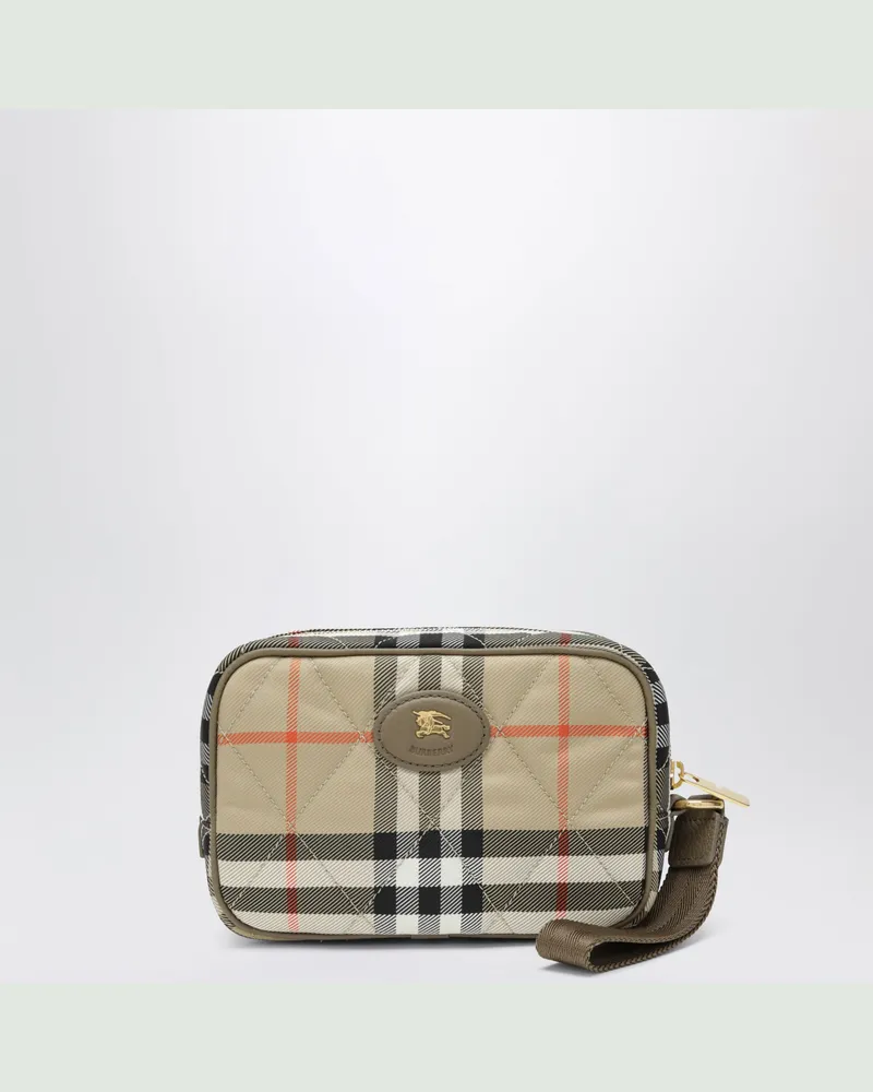 Burberry Beige Horseshoe Clutch in Quilted Nylon Beige