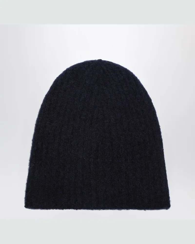 Roberto Collina Kaschmir gerippte marineblaue Mütze Blue