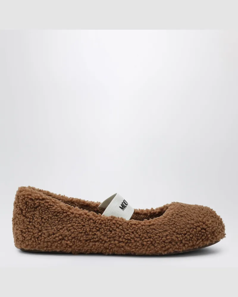 Moon Boot Cognac Shearling Ballerina Brown