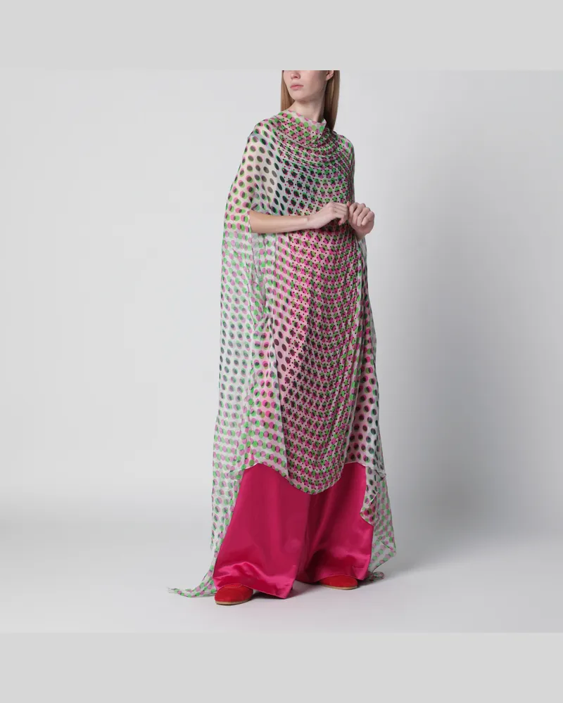 Dries van Noten Transparente Seiden-Cape in Ecru mit Punkten White