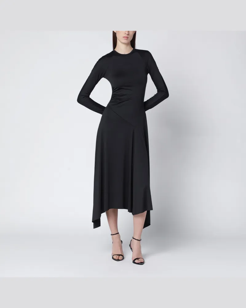 Victoria Beckham Schwarzes asymmetrisches Midikleid 