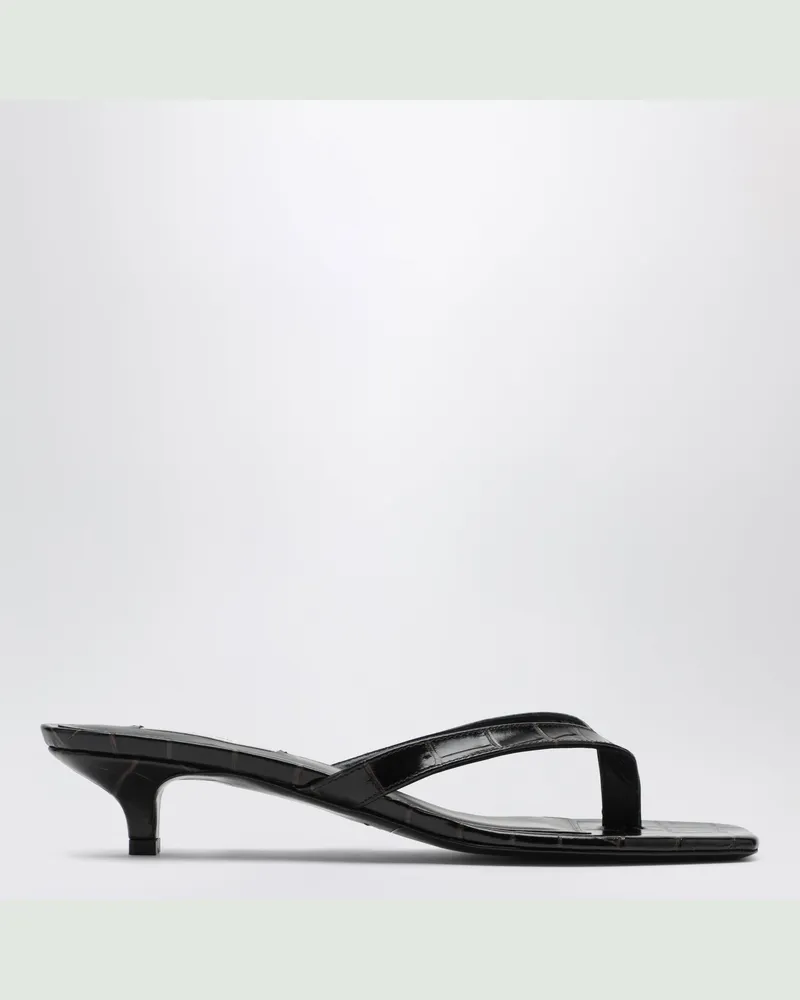 Totême Zehentrenner mit Absatz aus Kroko-Leder, dunkelbraun Brown