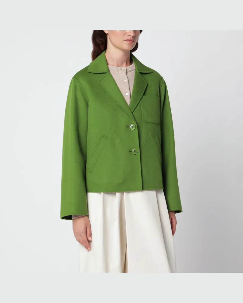 Max Mara Grüne kurze Jacke aus Wollmischgewebe Green