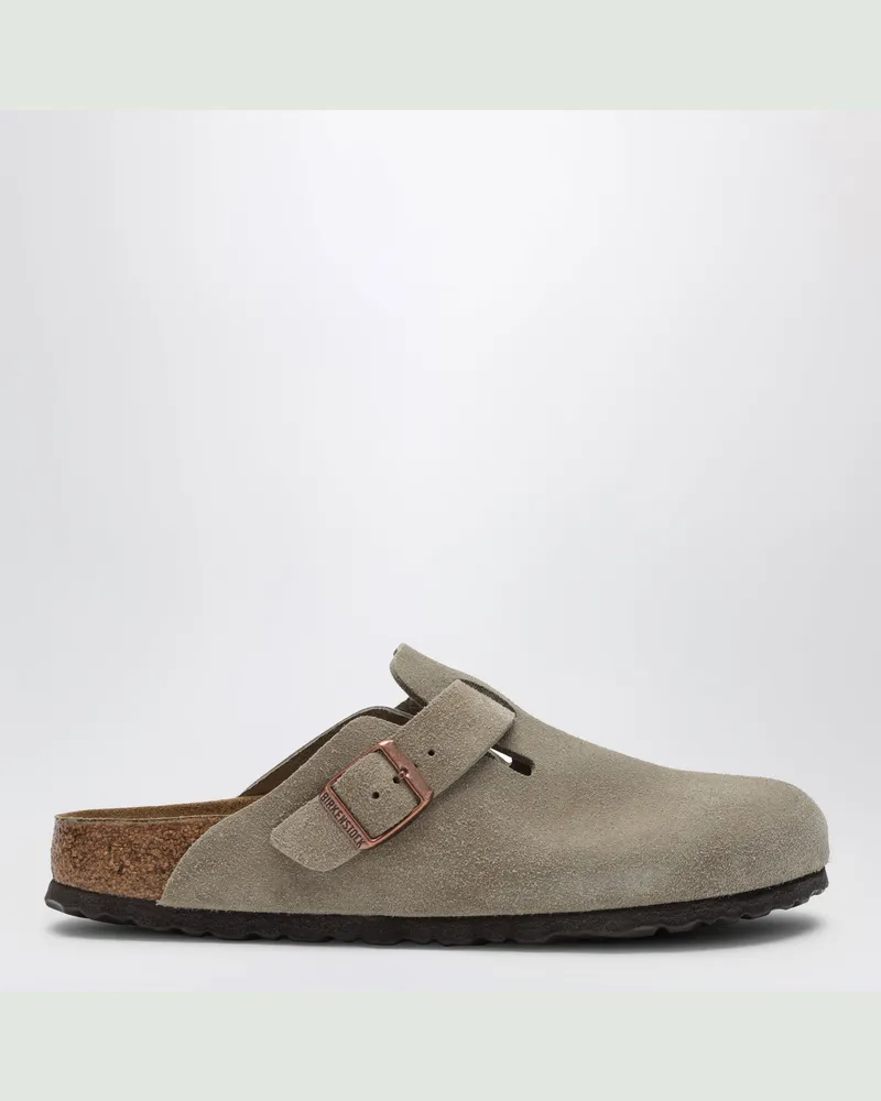 Birkenstock Taupefarbene Boston Clogs aus Veloursleder Beige
