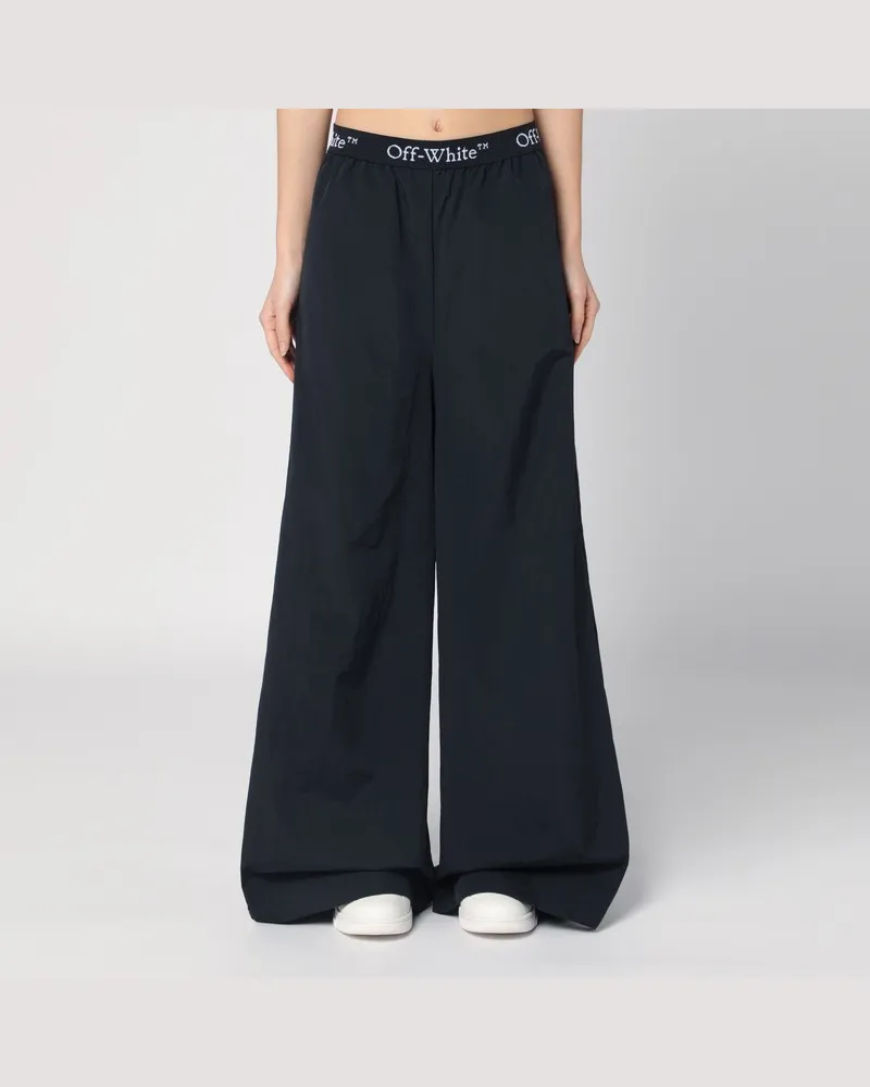 OFF-WHITE Weit geschnittene schwarze Nylonhose Schwarz