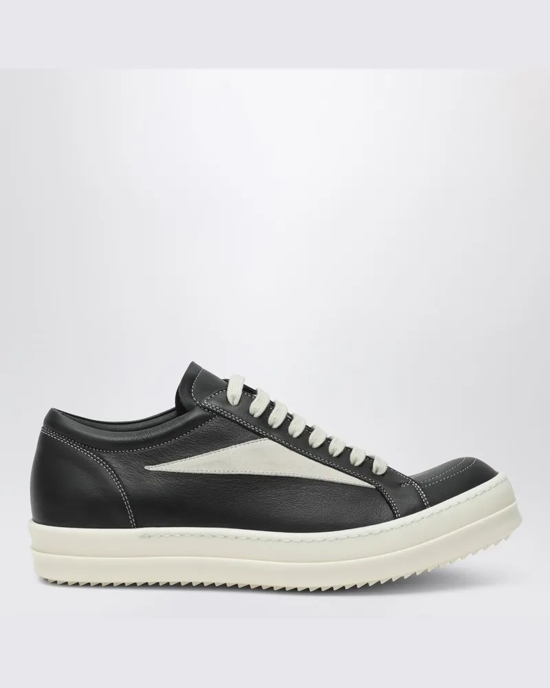 Rick Owens Schwarz/weißer Vintage-Sneaker aus Leder Schwarz