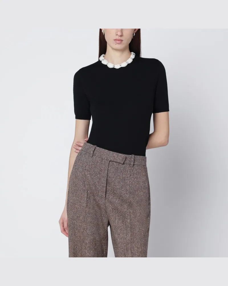 Valentino Garavani Schwarzer Rundhalspullover mit Kristalldetails Schwarz