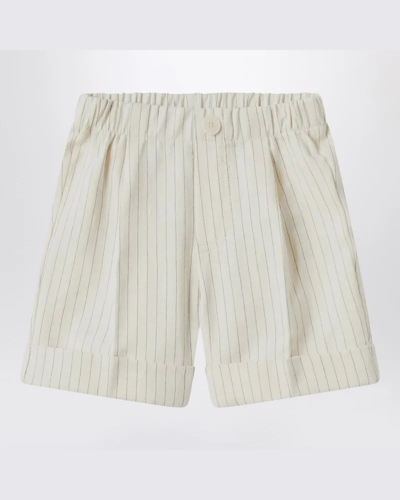 Il Gufo Gestreifte Bermuda-Shorts aus Baumwolle Weiß