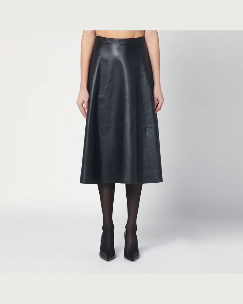 Balenciaga Schwarzer ausgestellter Lederrock Schwarz