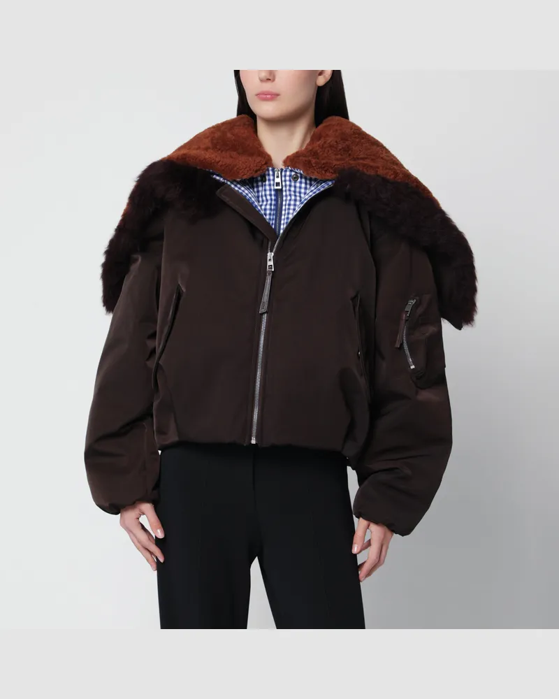 Loewe Braune Bomberjacke aus Funktionsgewebe Brown