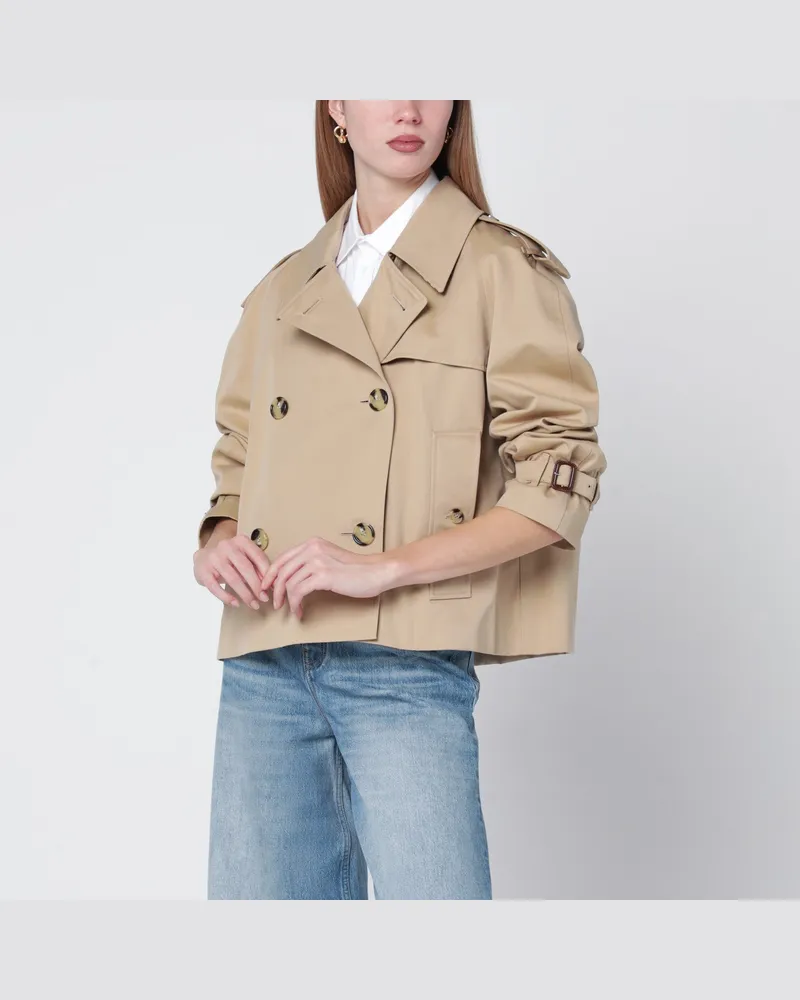 Burberry Cropped Heritage Trenchcoat aus beigefarbener Gabardine Beige