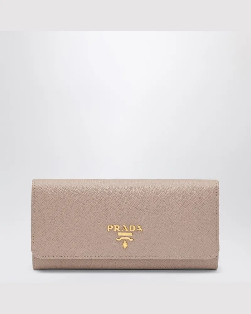 Prada Saffiano-Portemonnaie in Puderrosa und Gold Rosa