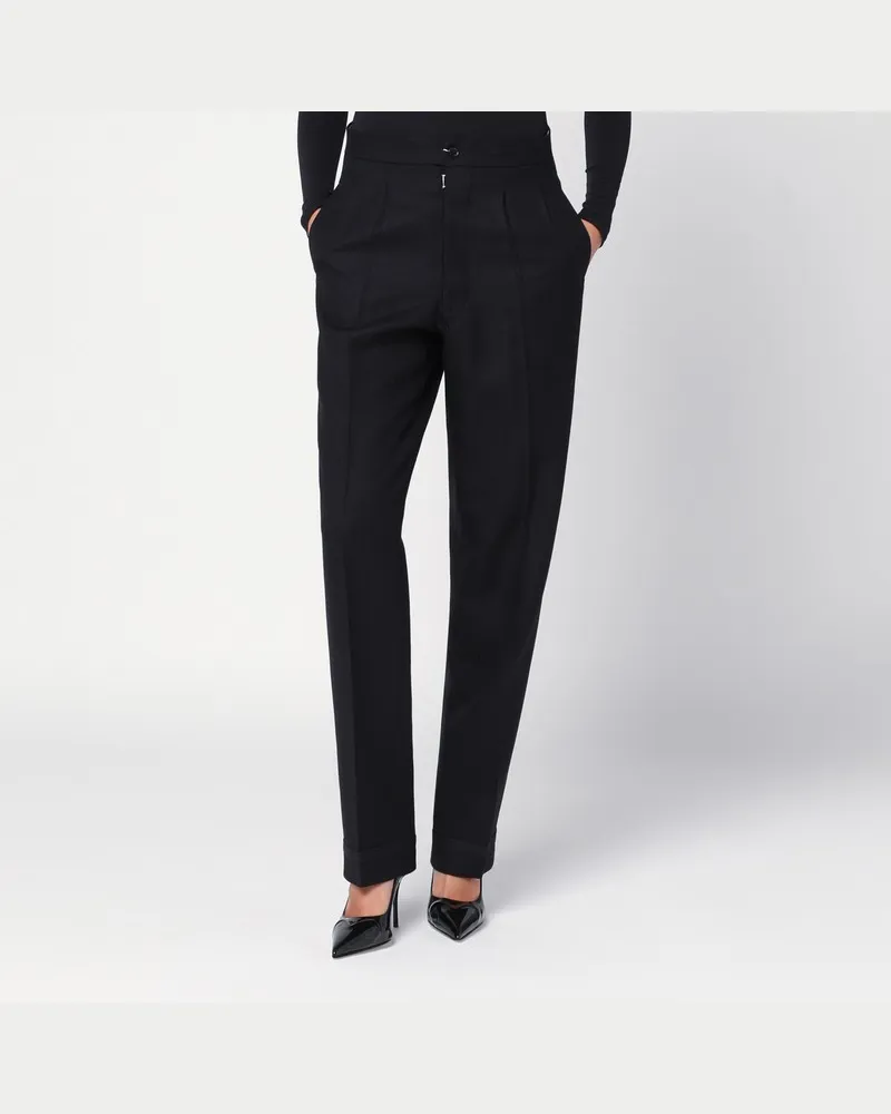 Maison Margiela Schwarze Wollhose mit Bundfalten Schwarz