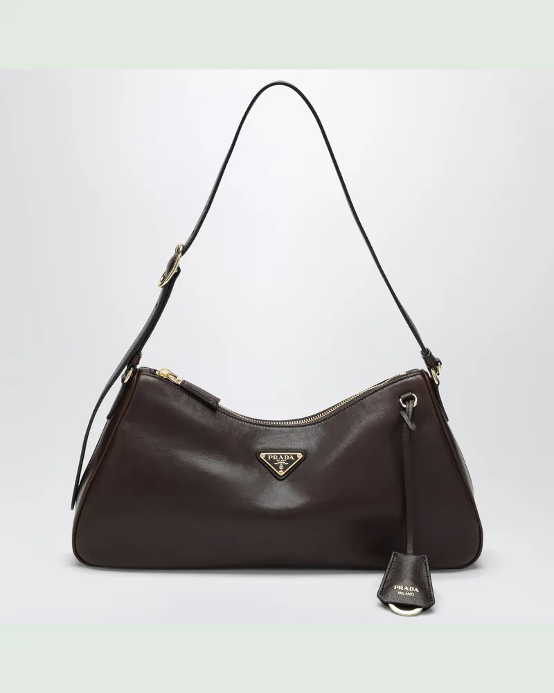 Prada Aimée Schultertasche aus Nappaleder in Burnt Brown
