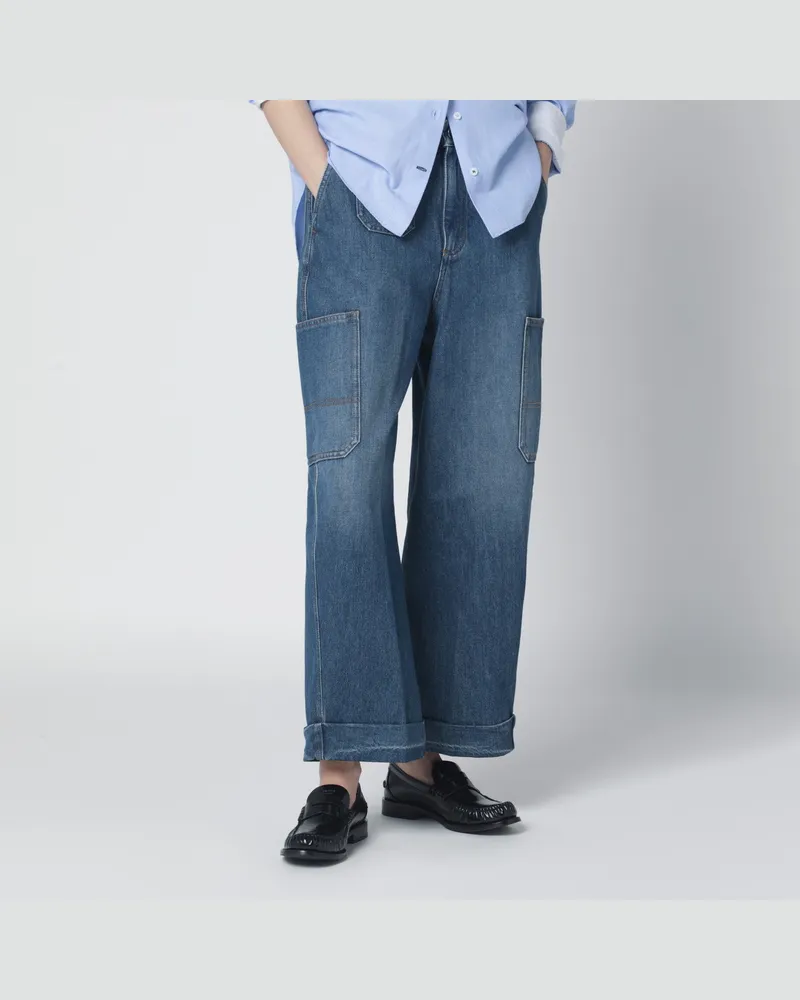 Givenchy Cropped Cocoon Cargo-Jeans in Mittelblau Blue