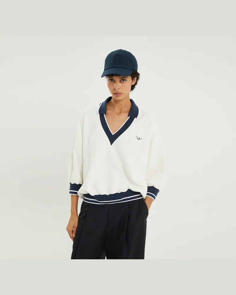 1989 STUDIO JP V-Ausschnitt Sweatshirt weiß White