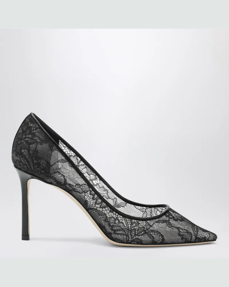 Jimmy Choo Romy 85 Pumps aus Spitze mit Logo Black