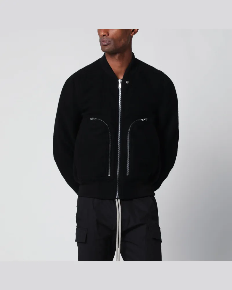 Rick Owens Bomberjacke mit Reißverschluss aus Schurwolle in Schwarz Black