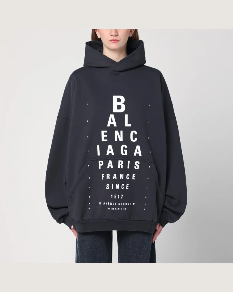 Balenciaga Schwarzer ausgewaschener Oversize-Hoodie Optical Schwarz