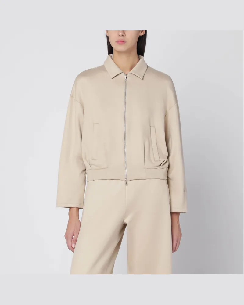 Max Mara Beiges Cropped-Sweatshirt aus Seidenmischung 