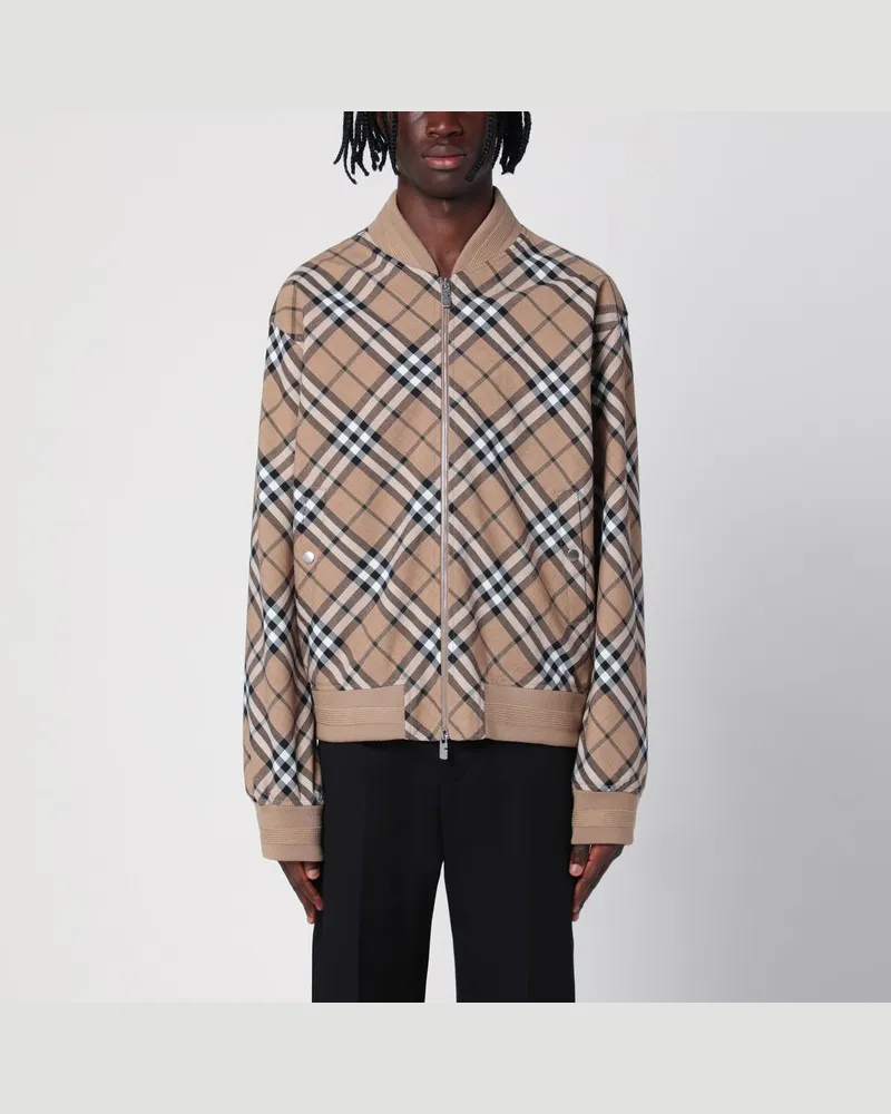 Burberry Jacke mit Reißverschluss und Karomuster Beige