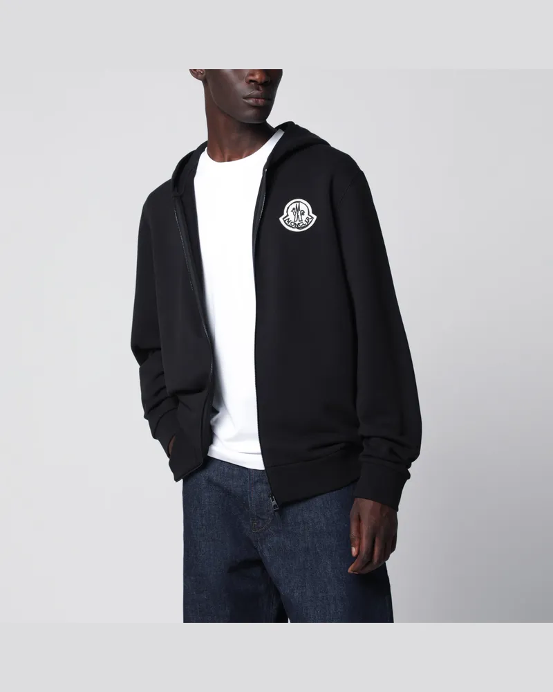 Moncler Schwarzer Hoodie aus Baumwolle mit Logo Black