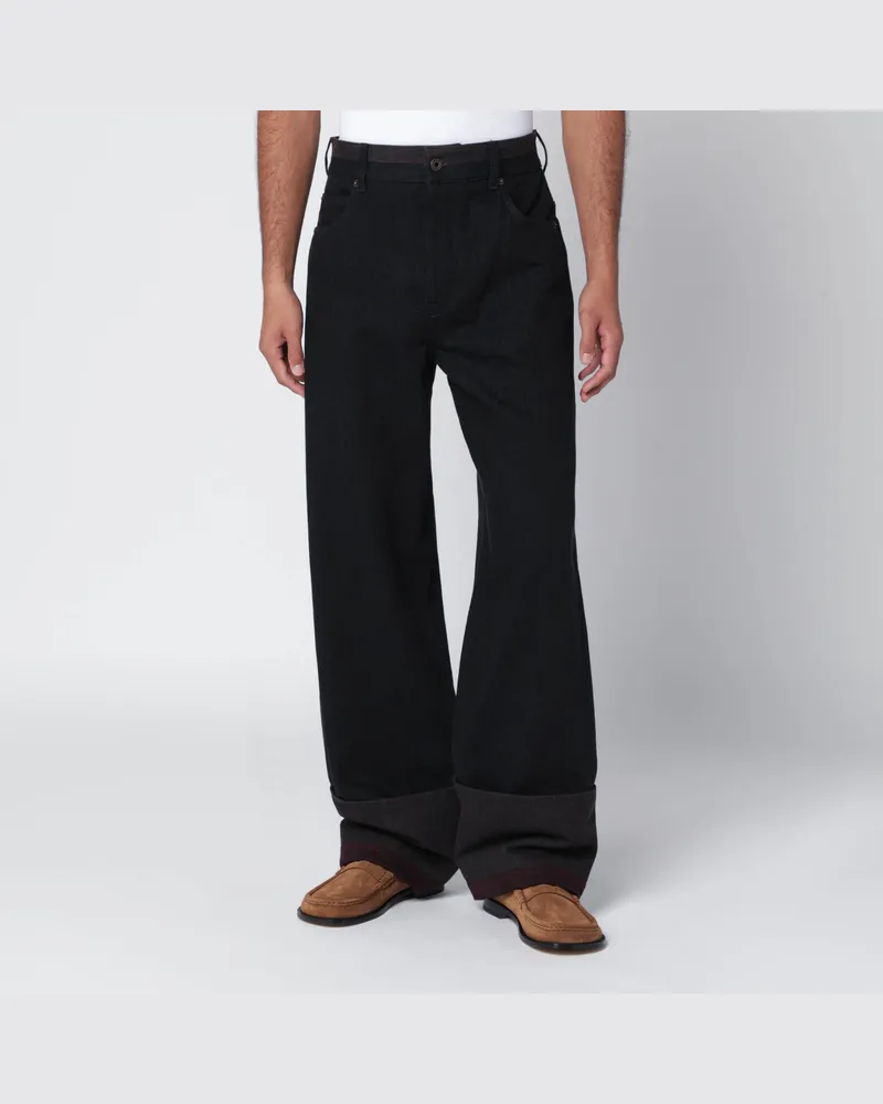 Loewe Schwarz/Burgunder Jeans mit Umschlag Black