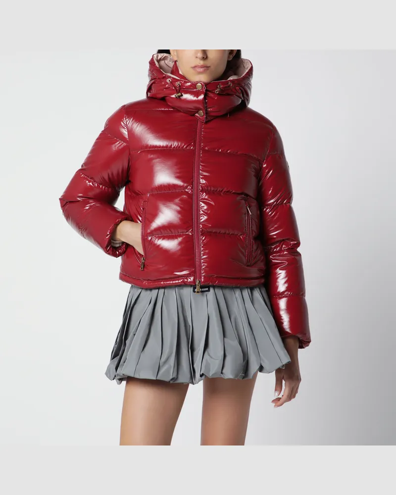 Moncler Kurze Daunenjacke Niveole aus glänzendem Nylon in Rot Red
