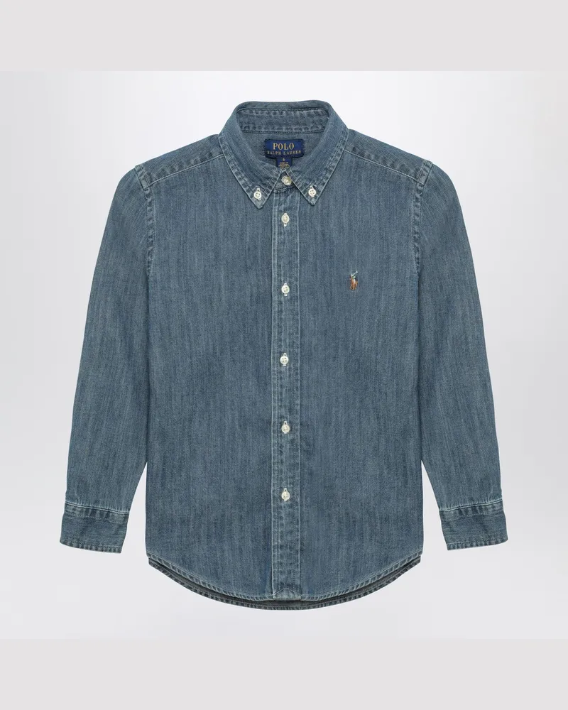 Ralph Lauren Blaues Button-Down-Jeanshemd aus Denim Blue