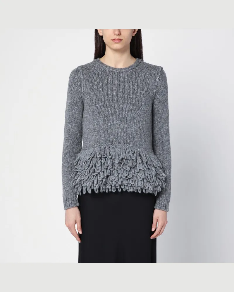 Stella McCartney Grauer Wollpullover mit Federeinsatz Grau