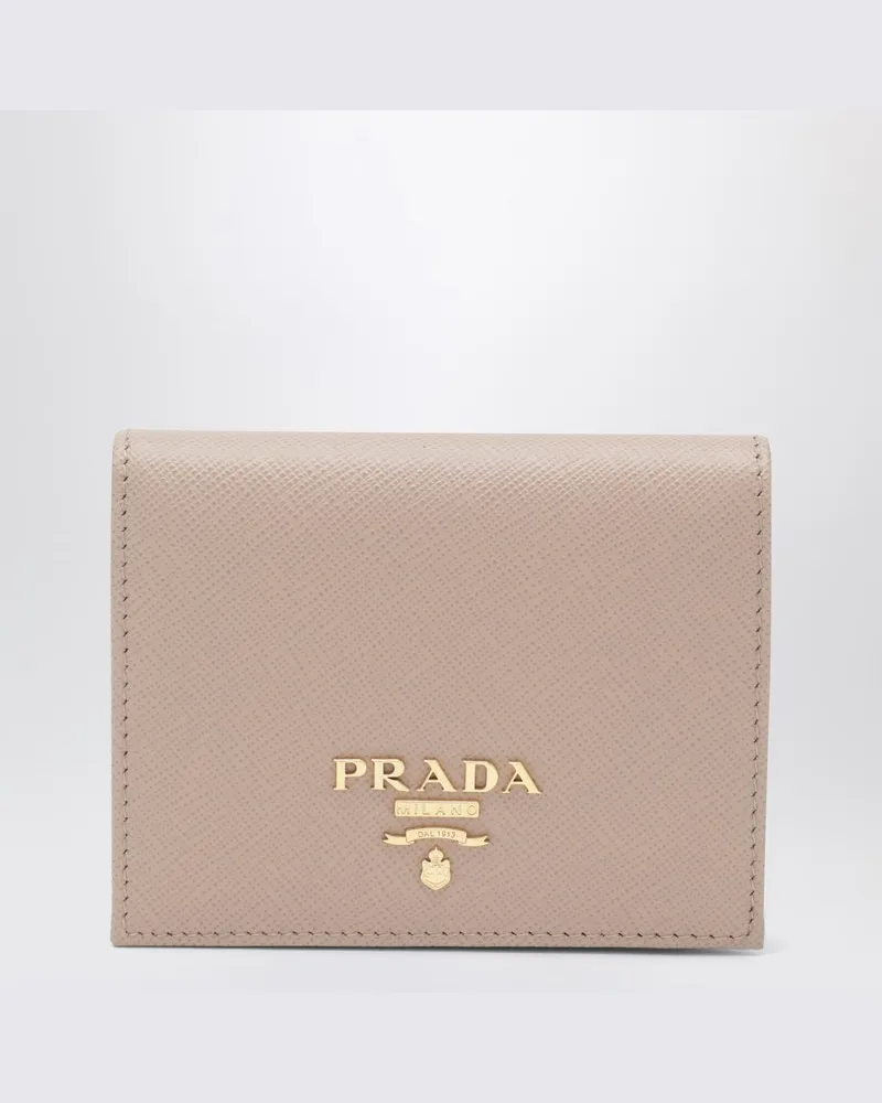 Prada Kleine Geldbörse aus puderfarbenem Saffiano Rosa