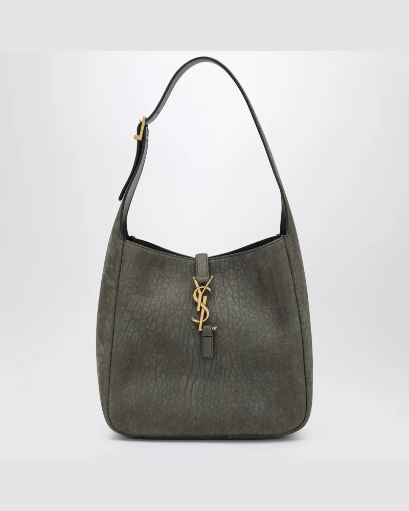 Saint Laurent Schultertasche LE 5 À 7 aus Nubukleder, zinkgrau Grey