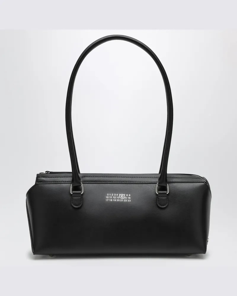 Maison Margiela Kleine schwarze Bowlingtasche aus Leder Black