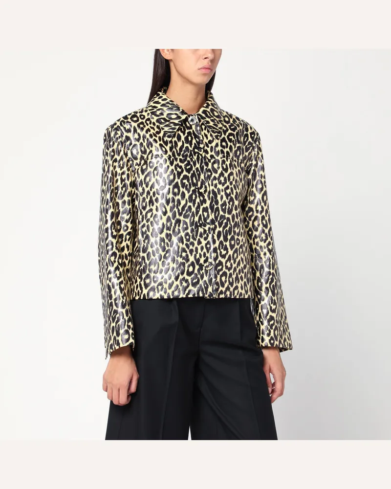 Jil Sander Leopardenmuster-Jacke aus beschichtetem Stoff Beige