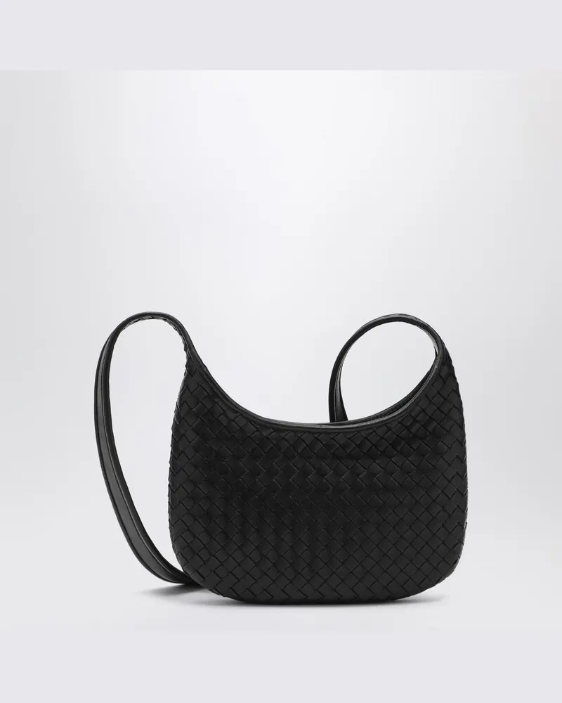 Bottega Veneta Kleine schwarze Veneto-Tasche im Intrecciato Schwarz