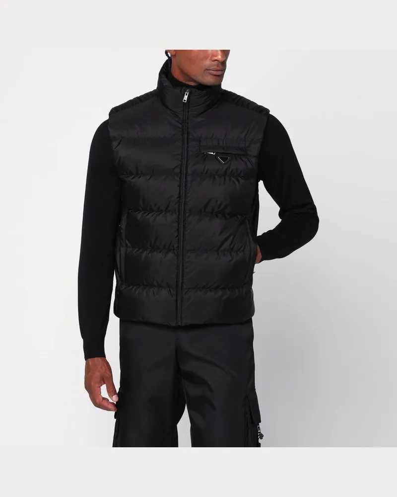 Prada Schwarze wattierte Weste aus Re-Nylon Schwarz