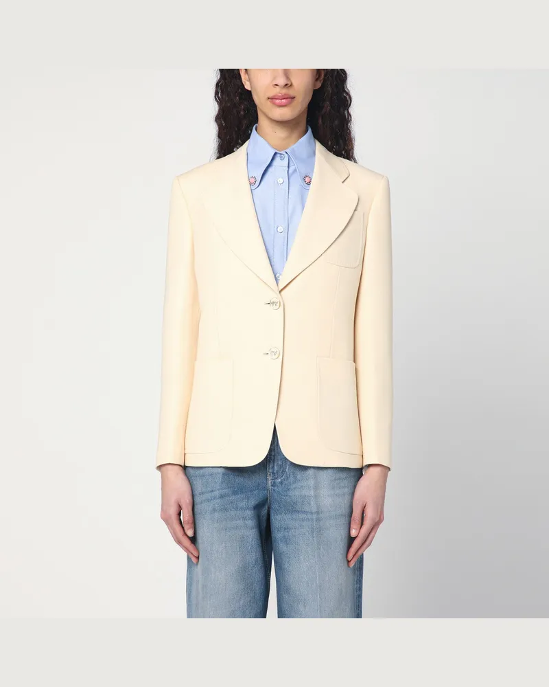 Valentino Garavani Einreihige Jacke aus Wolle und Seide Beige