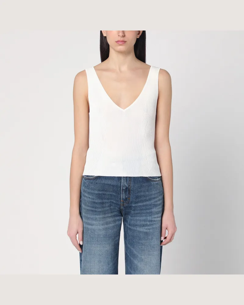 Golden Goose Elfenbeinfarbenes geripptes Tank-Top 