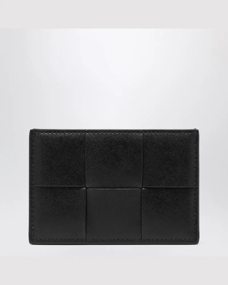 Bottega Veneta Schwarzes Kreditkartenetui mit Flechtmotiv 