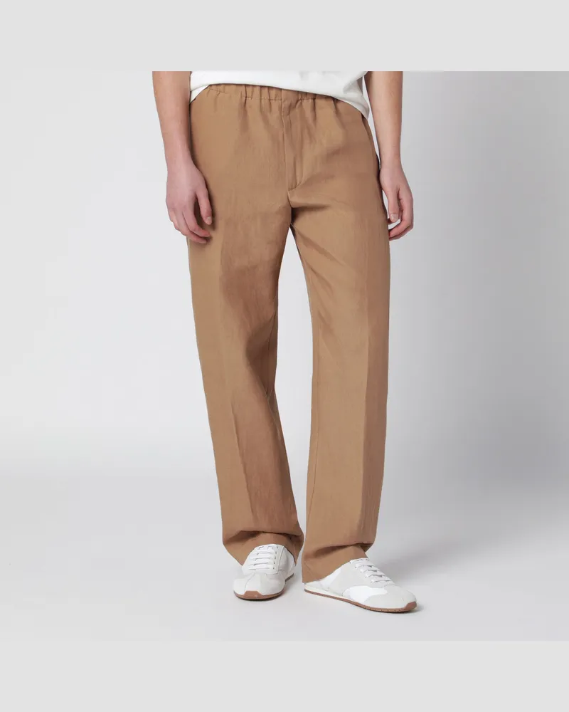 LARDINI Camel-farbene Leinenhose Brown