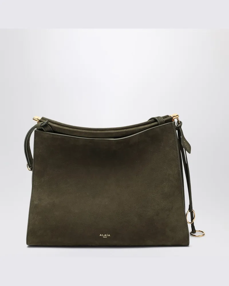 Alaïa Die Click mittelgroße quadratische khaki Nubuk-Tasche Grün